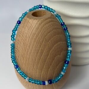Beachy Blue Stretch Beaded Anklet